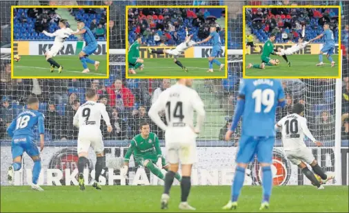  ??  ?? TIRÓN, PENALTI Y GOL. Bruno agarró por detrás a Gameiro. No lo vio De Burgos pero no escapó del VAR. Penalti y gol de Parejo.