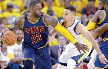  ??  ?? Cleveland Cavaliers’ Lebron James and Steph Curry of Golden State Warriors are set for a third straight finals clash.
