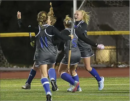  ?? PETE BANNAN — MEDIANEWS GROUP Henderson. ?? Great Valley players celebrate a goal Monday against West Chester