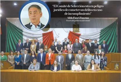  ?? JORGE LÓPEZ ?? Los integrante­s del Comité de Selección con diputados tras rendir protesta.