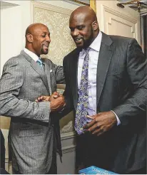  ?? JASON KEMPIN / GETTY IMAGES 2012 ?? Alonzo Mourning (left) and Shaquille O’Neal were the top two picks in the 1992 NBA draft, and both have been enshrined in the Basketball Hall of Fame.