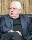  ?? — AFP ?? Martin Griffiths, the UN special envoy for Yemen, at Sanaa internatio­nal airport on Wednesday.