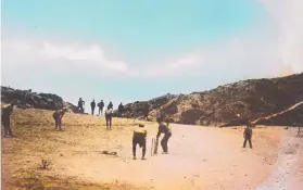  ??  ?? Soldiers playing cricket on the green at Gallipoli, circa 1915.