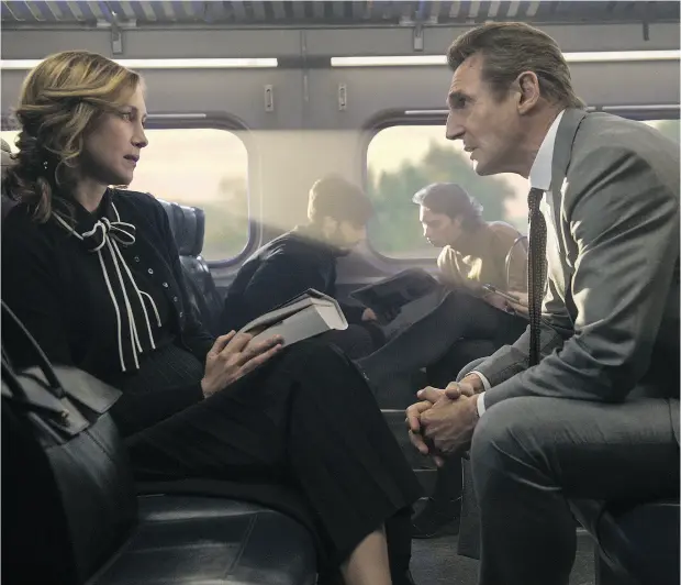  ?? WENN. COM ?? Vera Farmiga and Liam Neeson in Jaume Collet-Serra’s The Commuter. “Nobody ever comes to you with good news, like, ‘eh, we found another five million dollars,’ or ‘we have an even better location.’ Never ever ever. People come to you with questions, and then bad news,” says Collet-Serra.