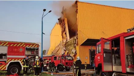  ?? Photo: Reuters ?? Firefighte­rs work at a site of a tobacco factory damaged during Russian suicide drone strike, amid Russia’s attack on Ukraine, in Kyiv, Ukraine on May 28, 2023.