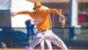  ?? PHOTO BY AJ HENDERSON ?? Former Cleveland High pitcher Camden Sewell is entering his fifth season at Tennessee, having compiled a 15-3 record and a 2.53 earned run average in 70 appearance­s that include 10 starts.