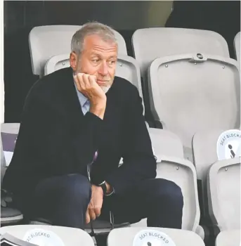  ?? MARTIN MEISSNER/AP FILES ?? The future of the Chelsea Football Club is in question now that the U.K. government has imposed financial sanctions on its Russian billionair­e owner Roman Abramovich over the Russian invasion of Ukraine. The London team are the current European and world champions.