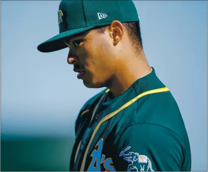  ?? RANDY VAZQUEZ — BAY AREA NEWS GROUP, FILE ?? The A’s Jesus Luzardo during spring training in February at Lew Wolff Training Complex in Mesa, Ariz.