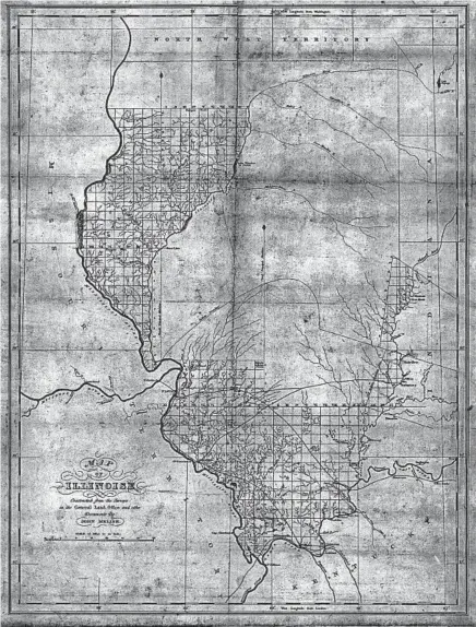  ?? LIBRARY OF CONGRESS ?? A map of Illinois dated April 1818 and constructe­d by John Melish from surveys and other documents in the General Land Office.