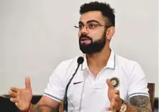  ?? PTI ?? Indian captain Virat Kohli interacts with the media in Kolkata yesterday on the eve of the first Test.