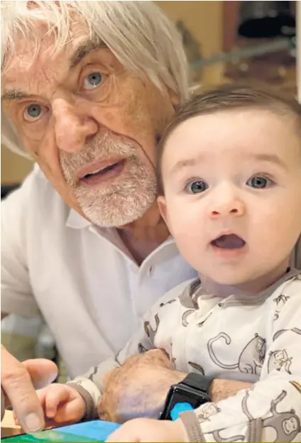  ??  ?? Bernie Ecclestone, former chief executive of Formula One, in a family snap from Instagram with his eight-month old son, Ace