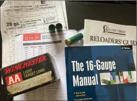  ?? (Arkansas Democrat-Gazette/Bryan Hendricks) ?? Reloading manuals contain vast amounts of shotgun reloading data for every gauge. The author’s pet 12-gauge load for skeet is Remington Premier hulls loaded with 23.5 grains of Universal powder, Federal 209A primers and Remington Figure 8 wads. He is especially proud of his crimps.
