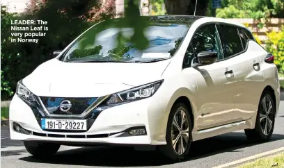  ??  ?? LEADER: The Nissan Leaf is very popular in Norway