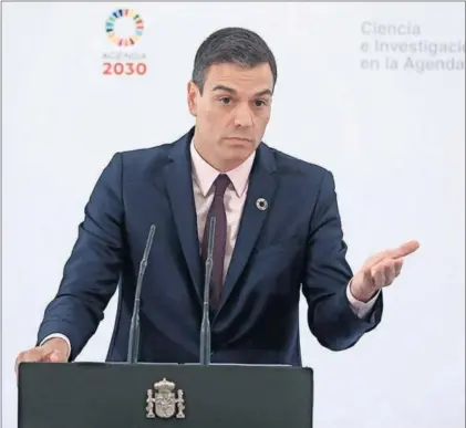  ?? / VÍCTOR J. BLANCO (GTRES) ?? Pedro Sánchez, durante un acto sobre ciencia ayer en La Moncloa.