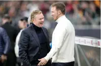  ?? ?? LOS TÉCNICOS Ronald Koeman y Julian Nagelsmann, previo a un partido amistoso el 26 de marzo de 2024.