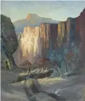  ??  ?? Olaf Wieghorst (1899-1988), Rider in the Canyon, oil on canvas, 25 x 21” Estimate: $5/7,000