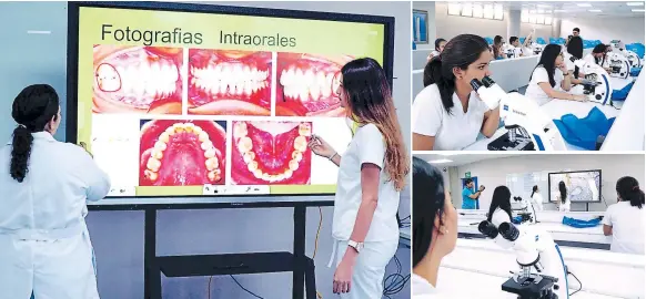  ?? FOTO: AMÍLCAR IZAGUIRRE ?? CLASES. Alumnos de Odontologí­a reciben clases con parte del nuevo equipo instalado en el Complejo de Ciencias de la Salud.
