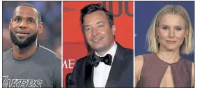  ?? AP FILE PHOTOS ?? Webby Award winners, announced Tuesday, include, from left, LeBron James, Jimmy Fallon and Kristen Bell.