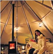  ?? ?? Happy camper: well-equipped teepee-style tents offer all the home comforts you need