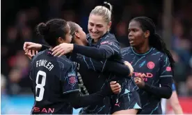  ?? Photograph: Steven Paston/PA ?? Laura Coombs (centre right), Mary Fowler (left) and Khadija Shaw (right) were all on target for Manchester City.