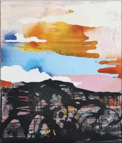  ??  ?? Nevada’s natural landscape draws Rachel Stiff’s attention in this 2015 mixedmedia work “Behind Lone Mountain.”