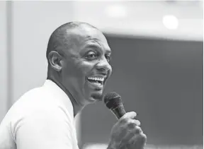  ?? APPEAL, ?? Penny Hardaway, coach of the Memphis men's basketball team, smiles while talking during an appearance at the Memphis Rebounders annual preseason banquet at the Laurie-Walton Family Basketball Center. BRAD VEST/THE COMMERCIAL