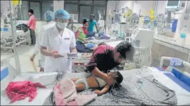  ?? HT FILE PHOTO ?? BRD hospital is in focus due to death of scores of children. In August alone, 418 children have died.