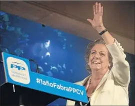  ?? JUAN CARLOS CÁRDENAS / EFE ?? La alcaldesa de Valencia, en el acto del primer aniversari­o de Fabra