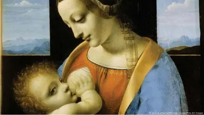  ??  ?? Madonna Litta, pintura adjudicada a Leonardo da Vinci. En la imagen, María junto al Niño Jesús.