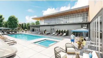  ??  ?? The huge amenity space will include a swimming pool, gym, squash courts, lounge and entertainm­ent suite.