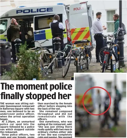  ??  ?? The woman, circled, is arrested