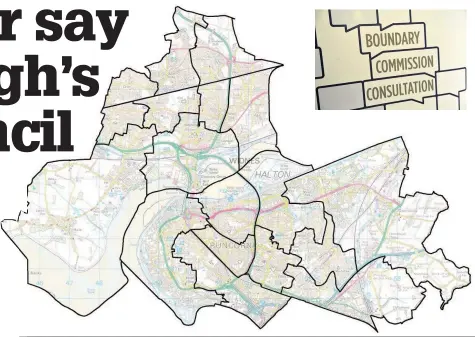  ??  ?? Above, the proposed new ward map for Halton sees two lost, leaving nine either side of the Mersey. The Hale areas and riverside zones in Runcorn are notable changes, along with wards to the east