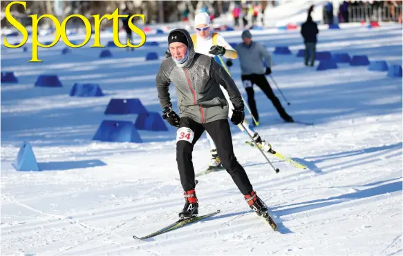  ?? CITIZEN PHOTO BY JAMES DOYLE ?? Jordan Bax completes his first lap of the ski portion of the 31st Prince George Iceman at Otway Nordic Centre on Sunday. Bax competed in the Solo Open Male division.