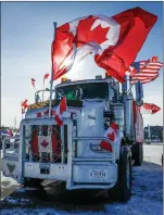  ?? CP FILE PHOTO ?? The last truck blocking the southbound lane moves after a breakthrou­gh to resolve the impasse at a protest blockade at the United States border in Coutts, Alta., on Feb. 2, 2022.