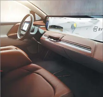  ?? PROVIDED TO CHINA DAILY ?? Byton’s concept car features facial-recognitio­n technology and a 49-inch full-screen dashboard.