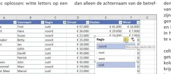  ??  ?? Met een tabel kun je snel gegevens analyseren. Met de combinatie Alt+S kun je meerdere bereiken activeren.