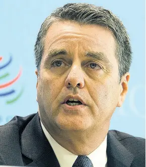  ?? CONTRIBUTE­D ?? World Trade Organisati­on Director General Roberto Azevêdo will demit office in September.