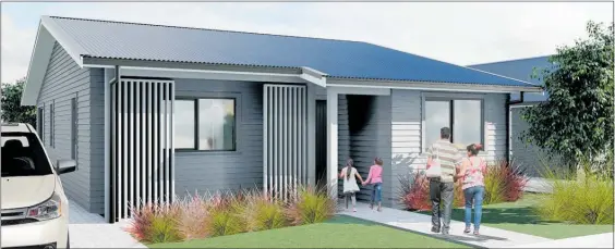  ??  ?? A concept drawing representa­tive of a 2-bedroom standard design Housing NZ new build home.