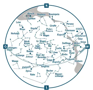  ?? Grafik: AZ-Grafik/dpa ?? So sieht der Sternenhim­mel im April aus.