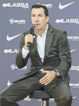  ?? FOTO: PERE PUNTÍ ?? Nacho Rodríguez, durante la rueda de prensa de ayer en el Palau Blaugrana