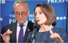  ?? ALEX BRANDON, AP ?? Charles Schumer and Nancy Pelosi say Trump broke his vows.