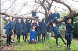 ??  ?? TEAMWORK: Tauhara College conservati­on leaders have been meeting with student leaders from Waipahihi School and Taupo¯ Primary to organise Kids Greening Taupo¯’s first-ever planting day at Spa Park on Monday, August 12, 11am. They are pictured with...
