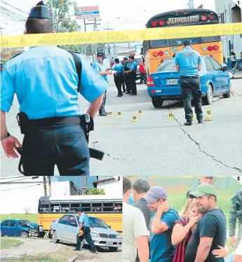  ?? FOTOS: EL HERALDO ?? (1) Luego de ser atacado, Murillo Hernández se fue a estrellar contra la parte trasera de un autobús. (2) En medio del tiroteo, la víctima también chocó contra un carro gris. (3) Parientes y amigos de la víctima llegaron a la escena del crimen.