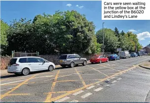  ?? ?? Cars were seen waiting in the yellow box at the junction of the B6020 and Lindley’s Lane