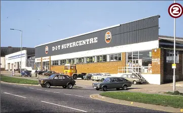  ??  ?? 1976 - The one-time B&Q Supercentr­e in the former premises of John Wilment. The doit-yourself store, part of the chain founded by Richard Block and David Quayle in 1969 as Block and Quayle, was opened in 1976 by television personalit­y the late Derek Nimmo. A new store was later built at Norman Road