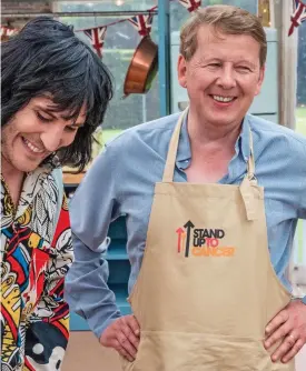  ??  ?? Campaign: Bill Turnbull with Noel Fielding on Celebrity Bake Off