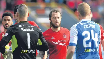  ?? Picture: SNS. ?? Top: Adam Rooney scores the second goal of his hat-trick. Above: Saints legend Stevie May helped make it a difficult afternoon for his former club.