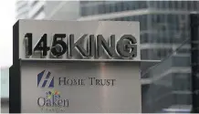  ?? COLE BURSTON/BLOOMBERG FILES ?? Home Trust Co., the main operating subsidiary of Home Capital Group Inc., in Toronto. Brad Kotush, a former CFO at Canaccord Genuity Group Inc., will join Home Capital as of Sept. 1.