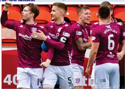  ??  ?? TAKE THAT: former Dundee striker Wighton celebrates his surprise winner at Tannadice with his Arbroath team-mates