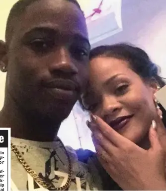  ??  ?? Christmas hug: Rihanna with Tavon Alleyne, who was killed on Boxing Day